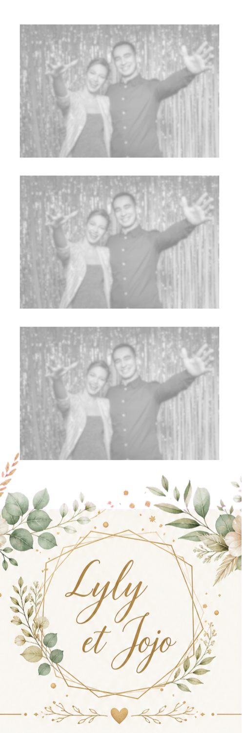 Bandelette photobooth de mariage « Lyly et Jojo » avec trois photos